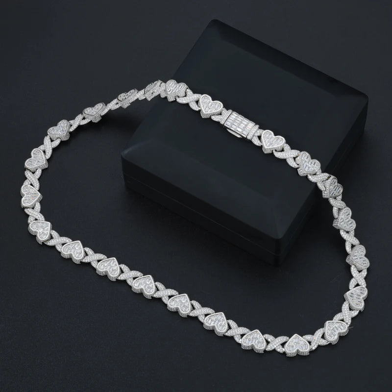TUHE Hip Hop Unisex High Quality VVS1 Moissanite Heart Necklace 925 Silver For Men Hip Hop Jewelry