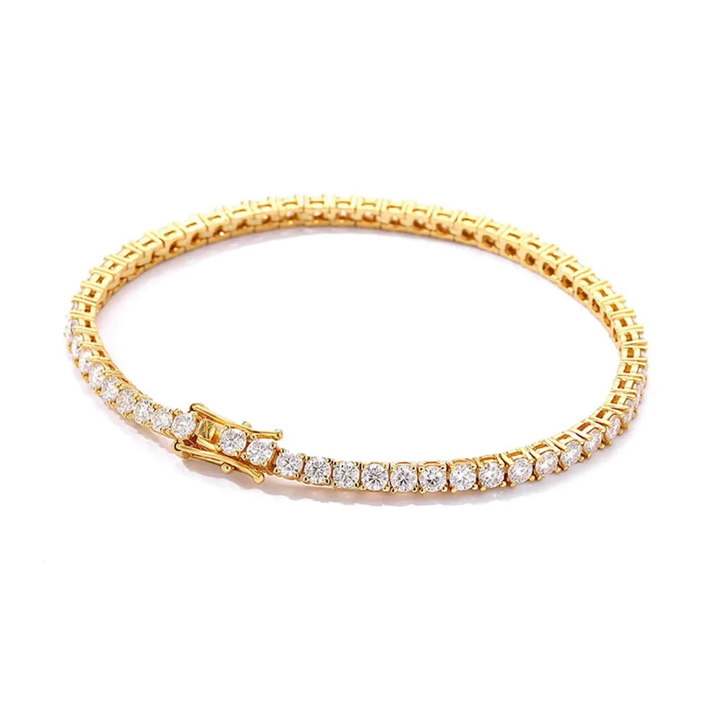 Serenity 3mm 4mm 5mm D Color Moissanite Tennis Bracelet Women Man 100% 925 Sterling Silver Plated 18K Lab Diamond Hand Chain GRA - Madeinsea©