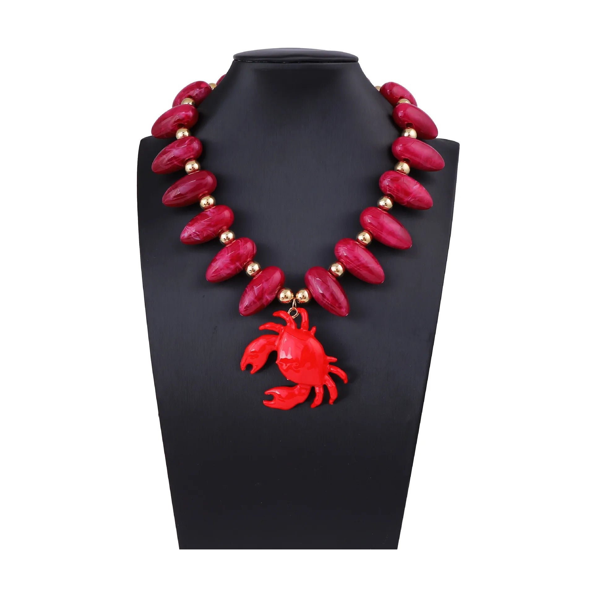 Exaggerated Leisure Vacation Style Bead Alloy Crab Pendant Necklace