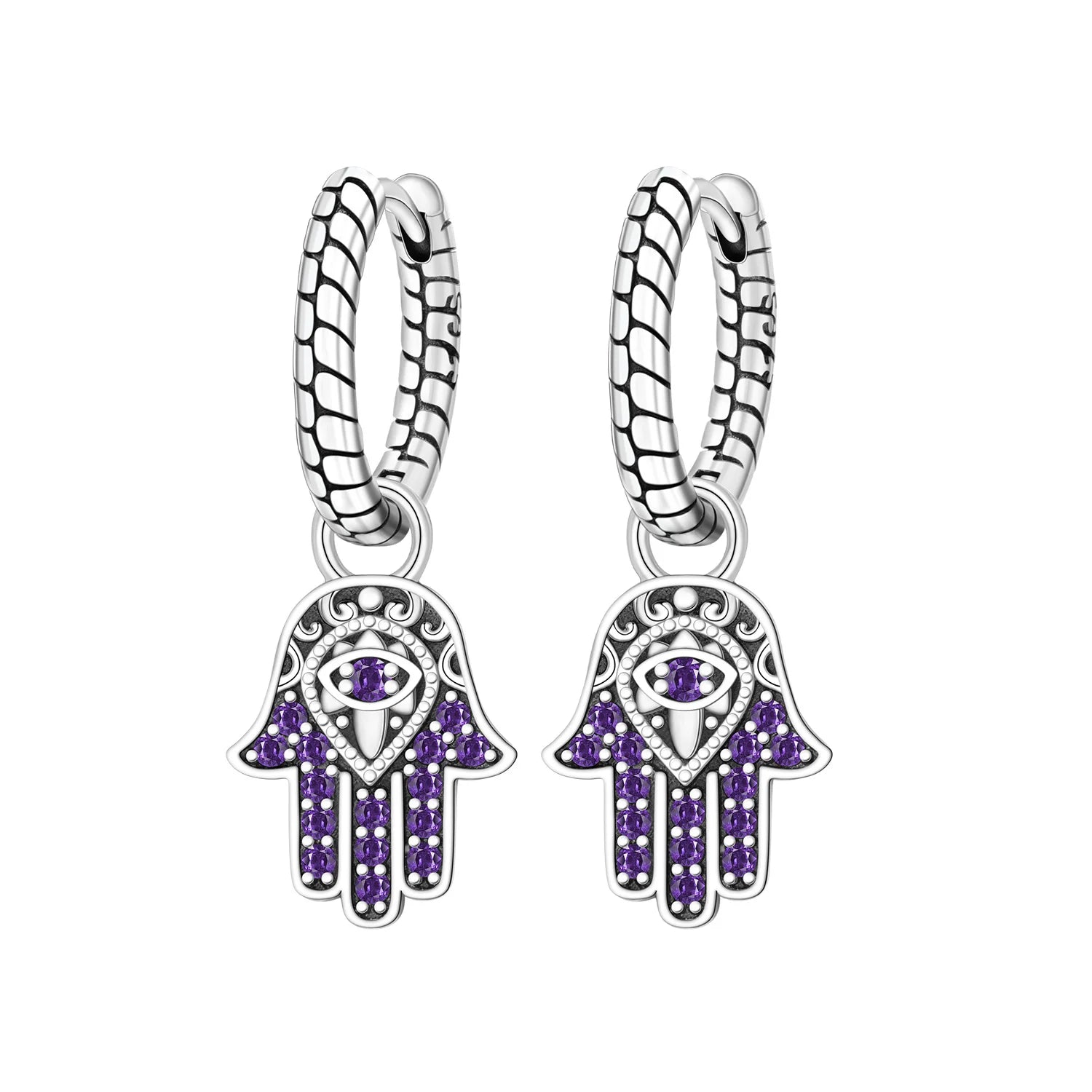 PANPOKI 925 Sterling Silver Purple Zircon Four-leaf Clover Drop Earrings Women Earrings Charm Trend Versatile Jewelry Gifts