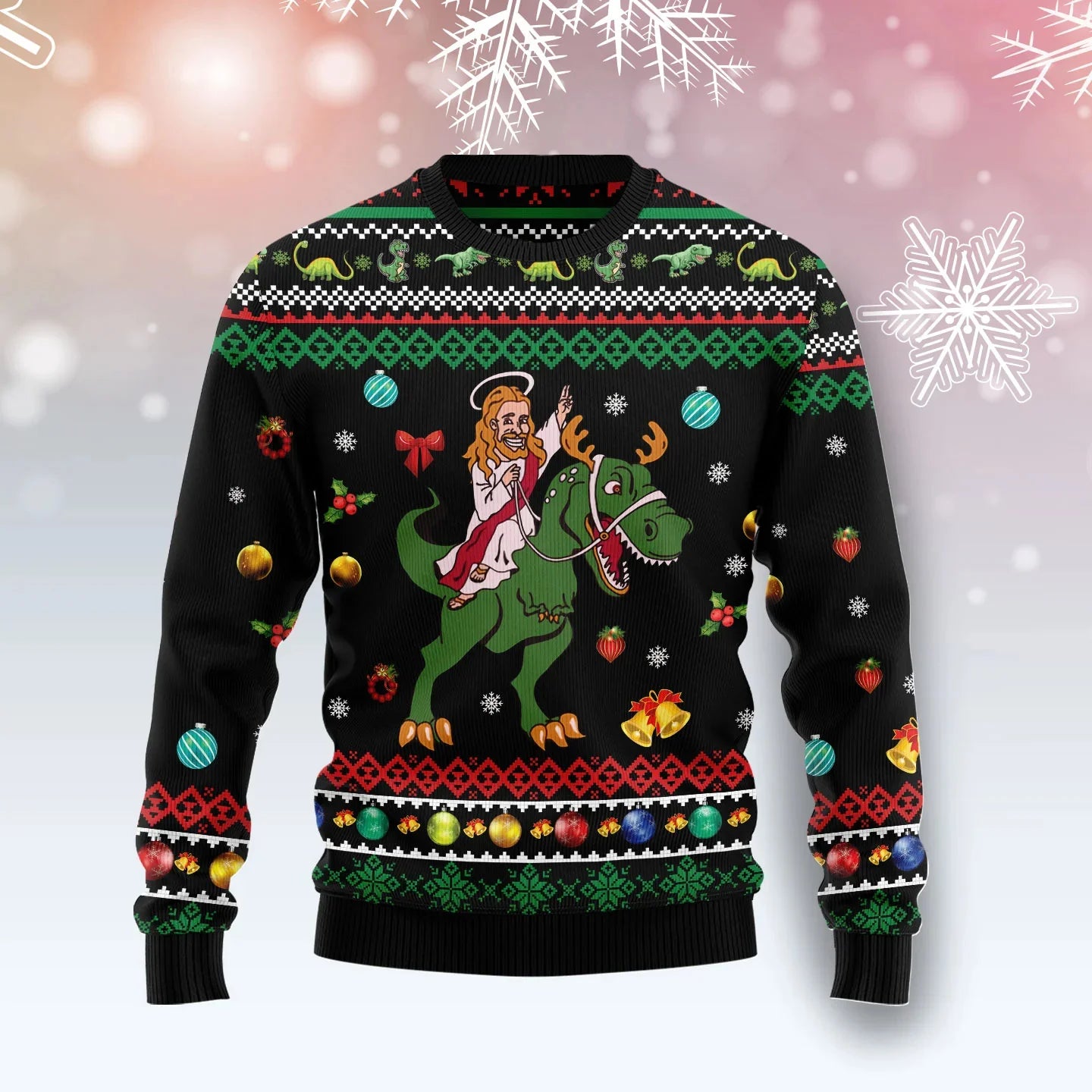 Dragon in some Christmas Spirit Pattern 3D Printed Mens Ugly Christmas Sweater Winter Unisex Casual Warm Knitwear Pullover MY45
