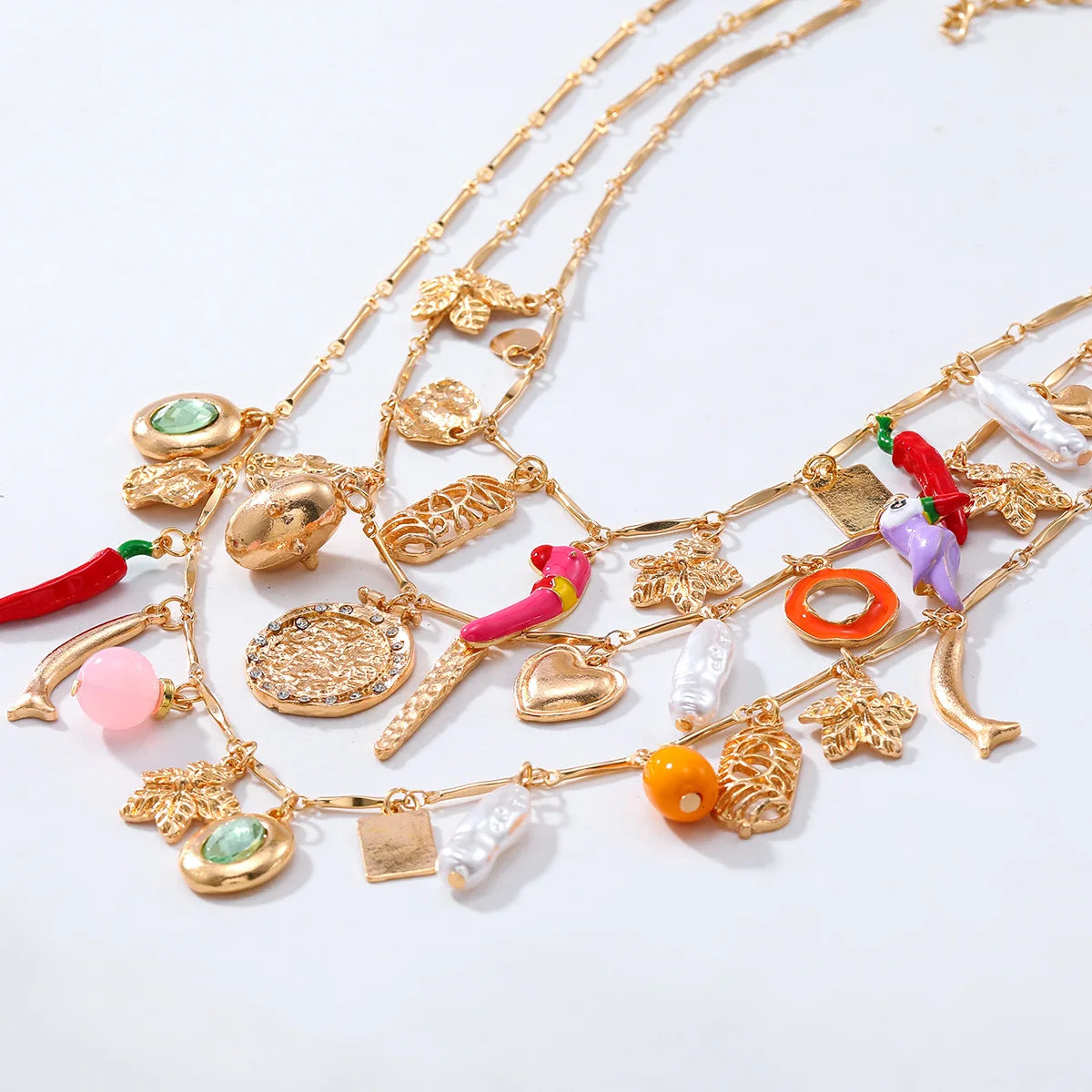 ZAA Chili Imitation Pearl Multi-layer Flower Starfish Cute Necklace