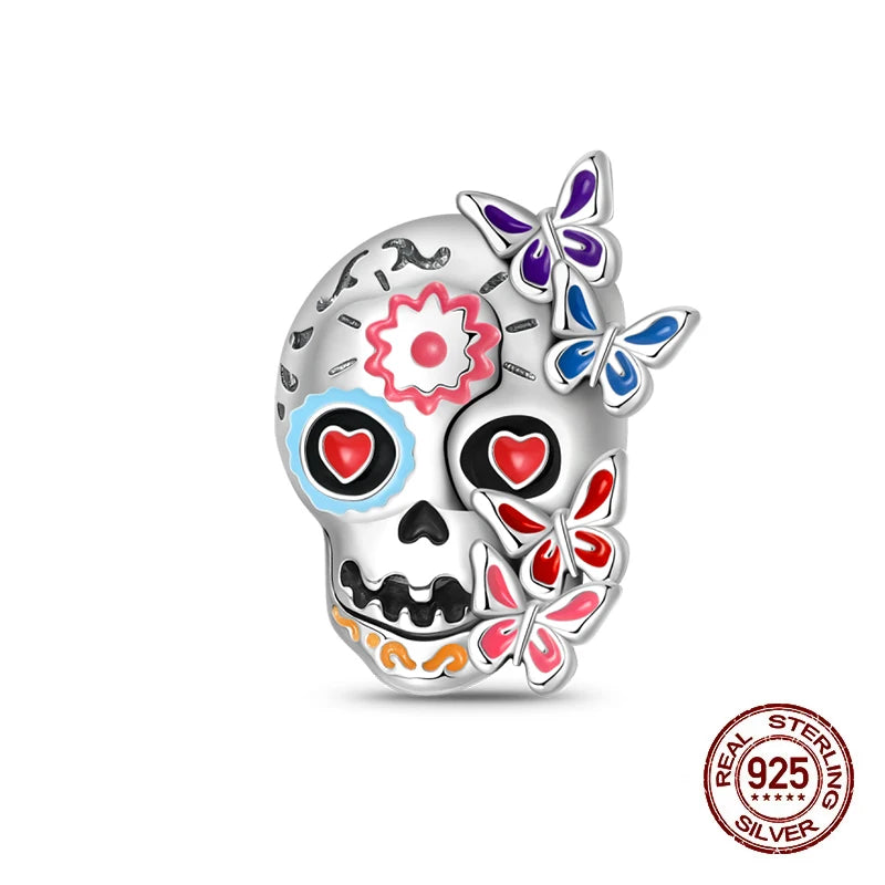 New 925 Sterling Silver Luminous Halloween Skull Witch Pumpkin Candy Charms Beads Fit 3mm Original Bracelets Party Jewelry