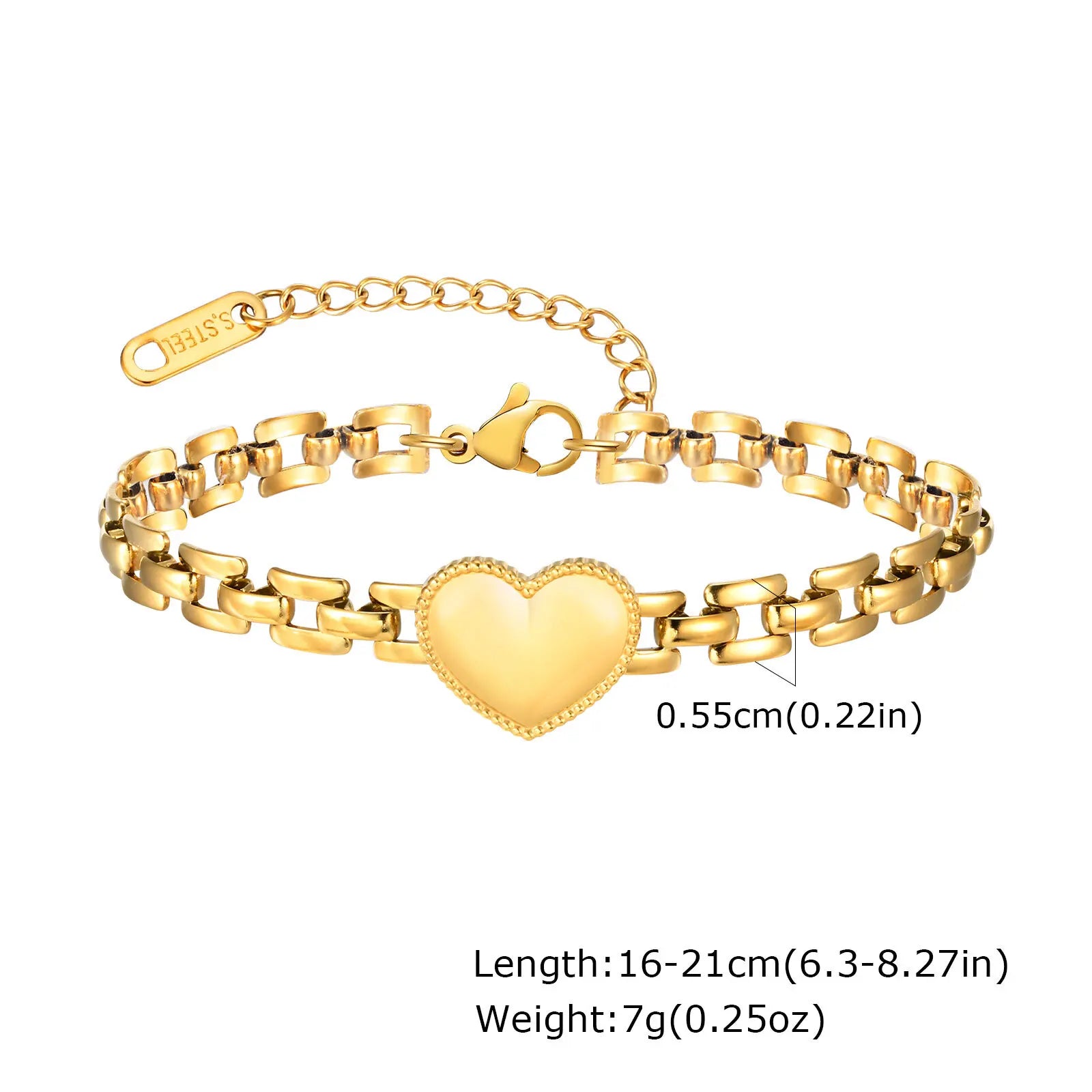 Vnox Stainless Steel Love Hand Bracelet For Women Gold  Silver Color Strap Chain Bracelets Girls Heart Jewelry Girls Mom Gift