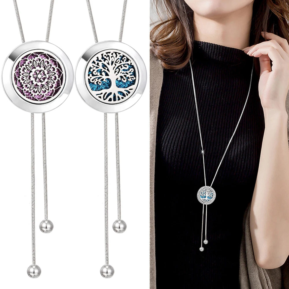New Long Tassel Aromatherapy Necklace Perfume Essential Oil Diffuser Pendant Necklace Scent Aroma Jewelry Women Tassel Necklaces
