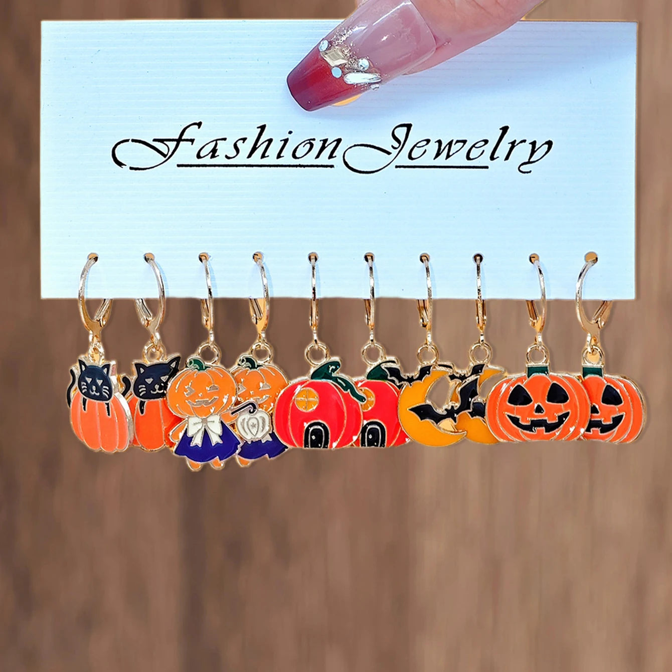 Cross border New Halloween Christmas Holiday Party Series Metal Oil Drop Earrings Set Cute Santa Gingerbread Man Pumpkin Head Ba