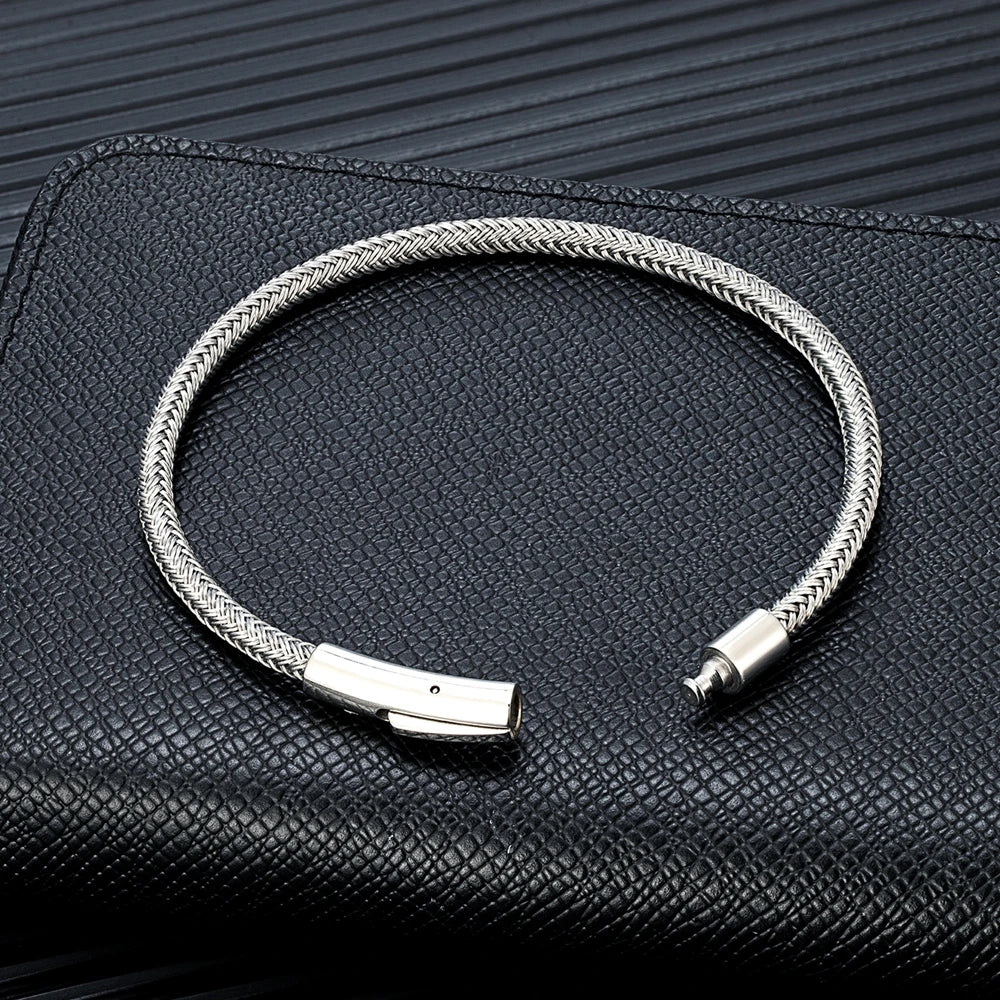 MKENDN Minimalist Men Women Cord Jewelry Non-fading Steel Wire Rope Bracelet Classic Cuff Charm Bracelet for Couple Jewelry
