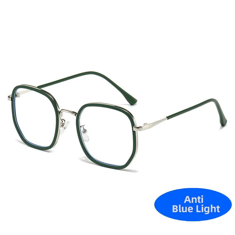 New Simple Square Metal Anti Blue Light Glasses Men Women Oversized Retro Optical Spectacles Frame Fashion Prescription Eyeglass