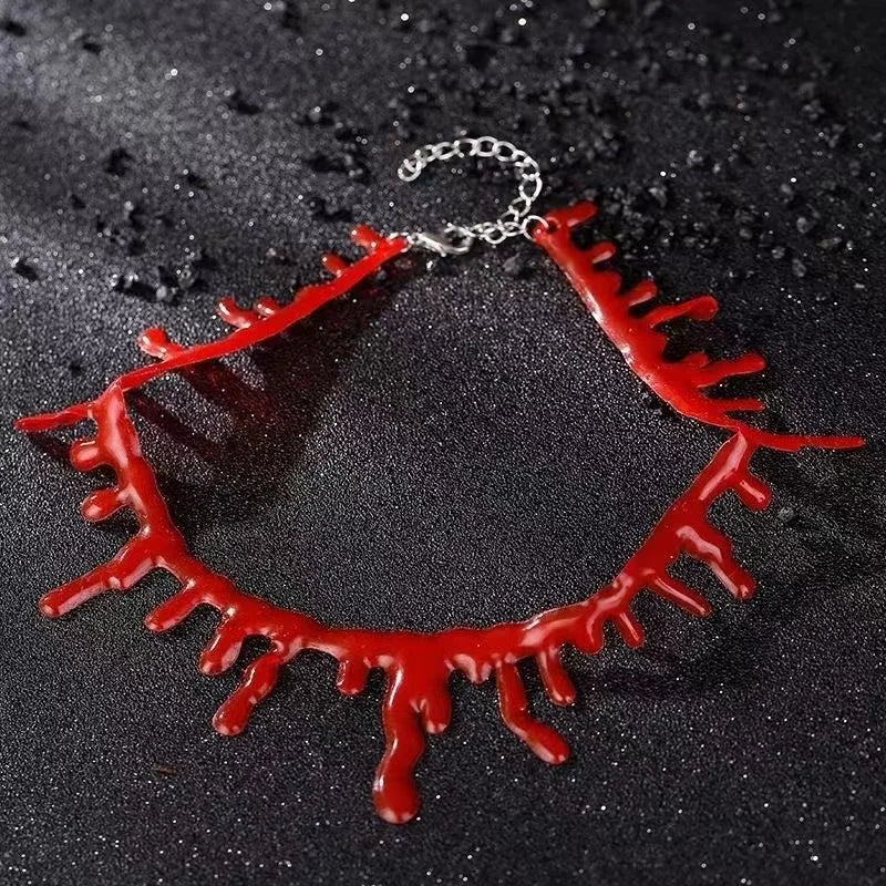 New Creative Halloween Red Dripping Blood Necklace For Women Horror Scary Vampire Bloody Choker Gothic Party Cosplay Jewelry