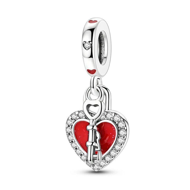 New 925 Sterling Silver Charms Bead Red Cherry Strawberry Love Heart Charm Fit Original Bracelet Pendant DIY Jewelry For Women - Madeinsea©