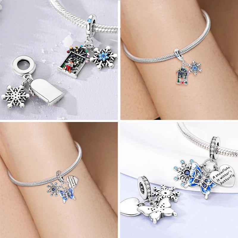 New 925 Sterling Silver Charms Beads Snowman Christmas Halloween Charm Pendent Fit Original Charm Bracelet Women Jewelry Gift - Madeinsea©