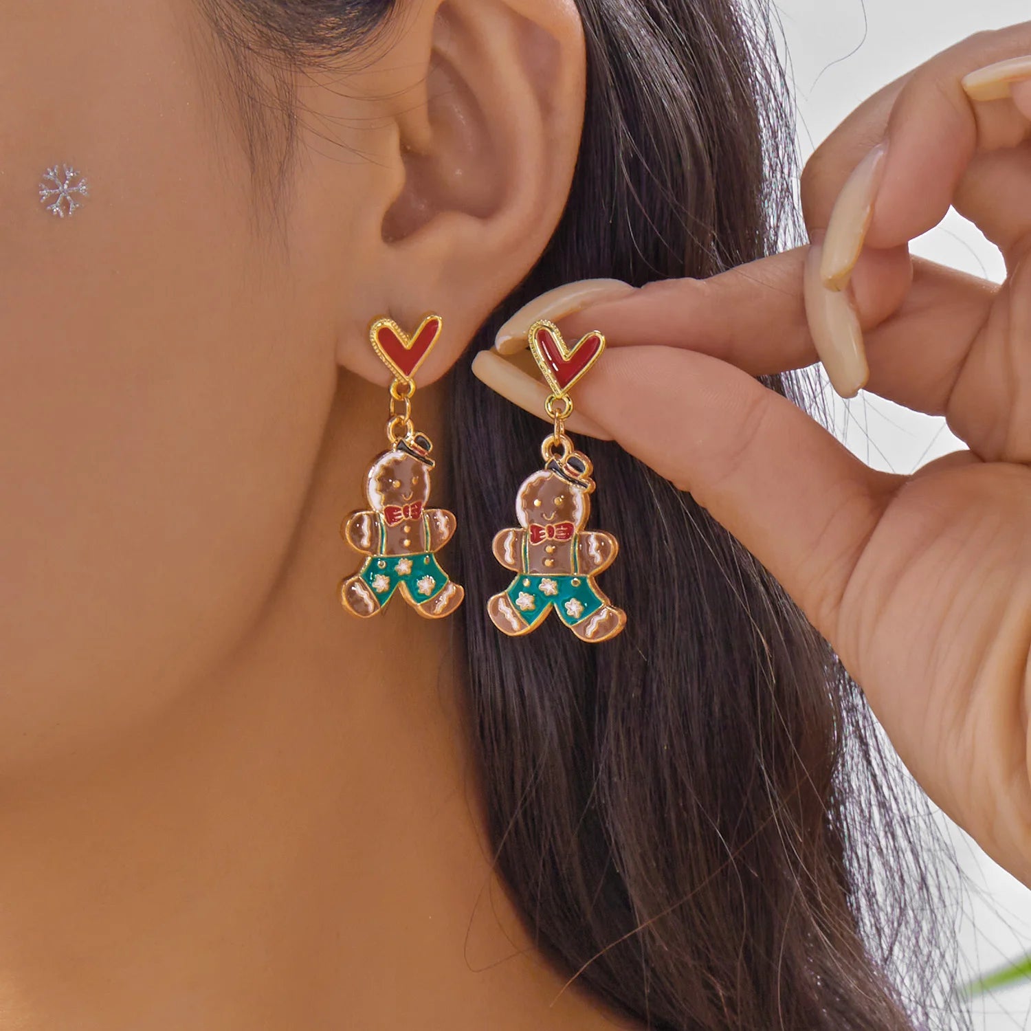 New Fashion Red Heart Christmas Collection Earrings For Women Gingerbread Man Santa Claus Xmas Tree Wreath Earring Party Jewelry