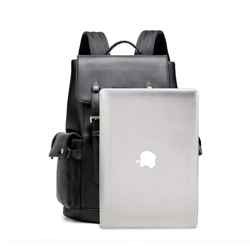 New Fashion Backpack Men Luxury Solid Leather Men's Backpack Business Travel Laptop Backpack Male High Capacity School Bag