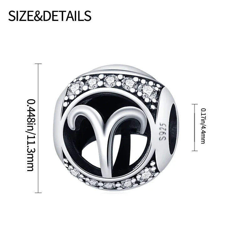 925 Sterling Silver 12 Constellation Beads Charm Fit Original  Bracelet for Women Jewelry Birthday Fashion Gift