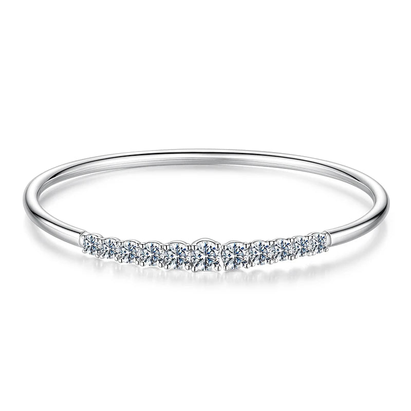BAMOER 3,6 Karat Moissanit-Armband mit verstellbarem Armband, offenes Armband, 925er Sterlingsilber, runder Schliff, ideal als Hochzeitsgeschenk für Damen.