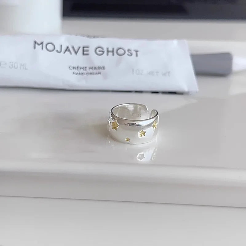 BF CLUB 925 Sterling Rings for Women Fashion Geometric Handmade Irregular Gold StarRing Simple Fine Jelwery Party Christmas Gift - Madeinsea©