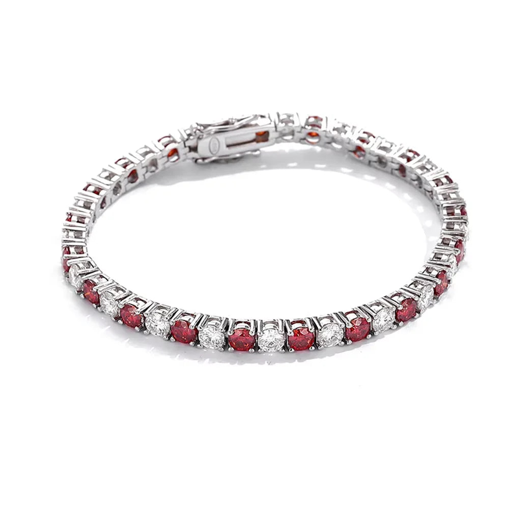 Serenity 3mm 4mm 5mm D Color Black White Moissanite Tennis Bracelet for Men Women S925 Sterling Silver Bracelet Link Plated 18K - Madeinsea©