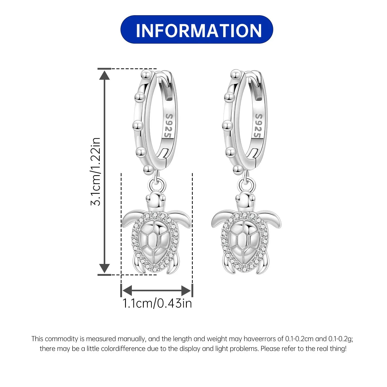 PANPOKI 925 Sterling Silver Turtle Marine Animal Drop Earrings Women Earrings Charm Fashion Versatile Party Jewelry Gifts