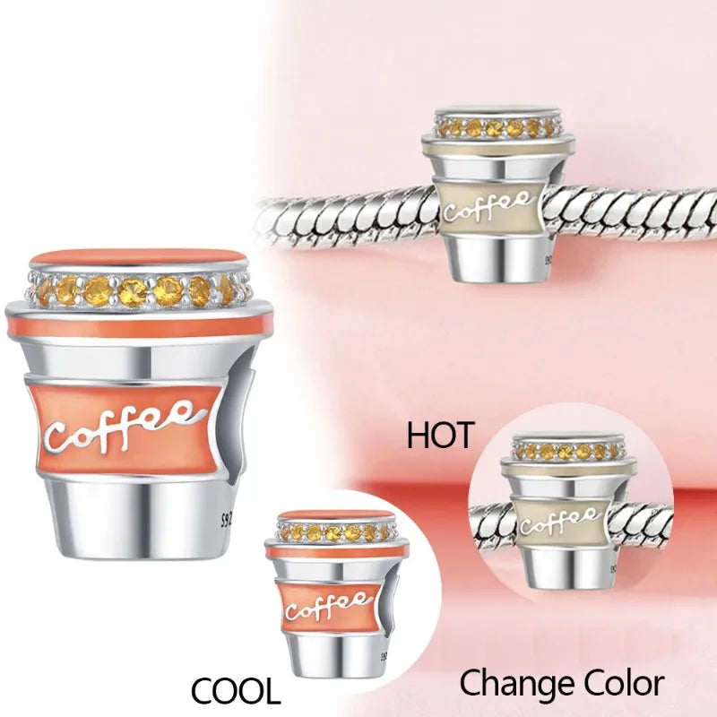925 Sterling Silver American Coffee Fries Charm Pendant Beads Fit Charms 925 Original Bracelet for Women Jewelry Making