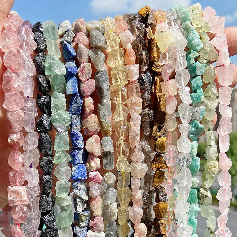7.5" Natural Irregular Rough Stone Beads Raw Rock Lapis Quartzs Nuggets For Jewelry Making DIY Earrings Bracelet Supply 7-30mm