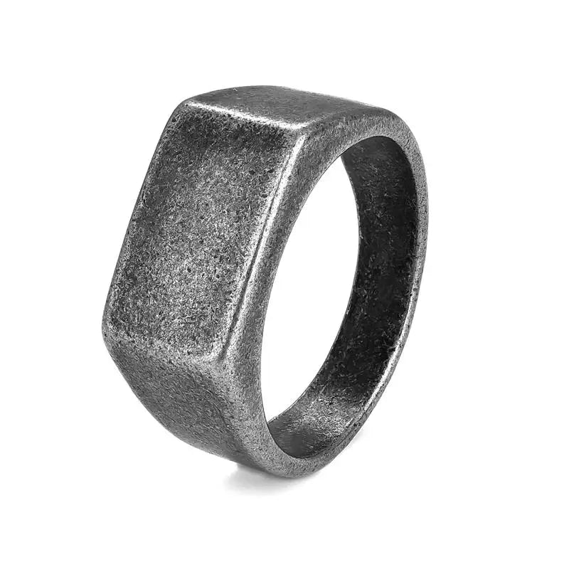 Vintag Steel Ring Square Flat Top 316L Titanium Steel Blank Plain Men Ring Personality Jewelry Smooth Surface Jewelry Wholesale