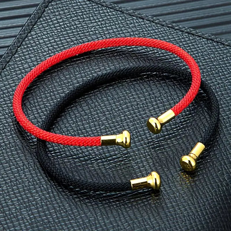 MKENDN Minimalist Cuff Bangle For Men Bracelets Lucky Red DIY Beaded Men Women Fashion Jewelry Trendy Gift