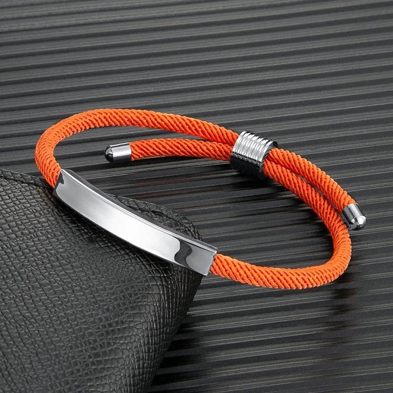 MKENDN Medical Alert Bracelet Personalized Rope Bracelet with Engraving ID & Number Bracelets Minimalist Emergency Jewelry