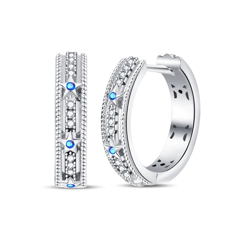 Classic Earrings 925 Silver Star Moon Zircon Pearl Geometry Earrings For Women Wedding Engagement Fine Jewelry Birthday Gift