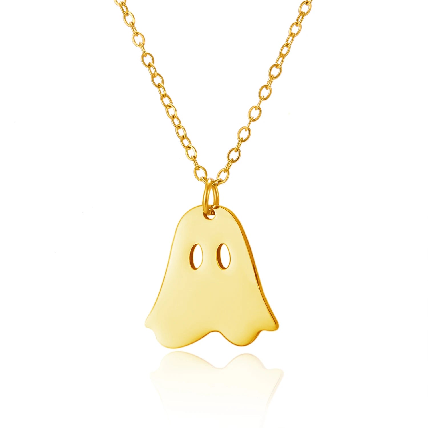 Stainless Steel Simple Personalized Ghost Pendant Necklace For Women Men Funny Pumpkin Clavicle Choker Halloween Party Jewelry