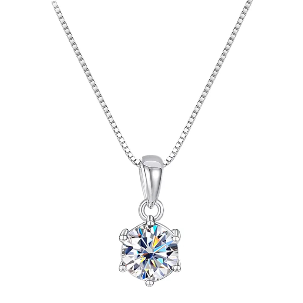 Serenity 1-10ct D Color Big Moissanite Pendant Necklace Women Wedding Gift S925 Sterling Silver Sparkling Lab Diamond Neck Chain - Madeinsea©