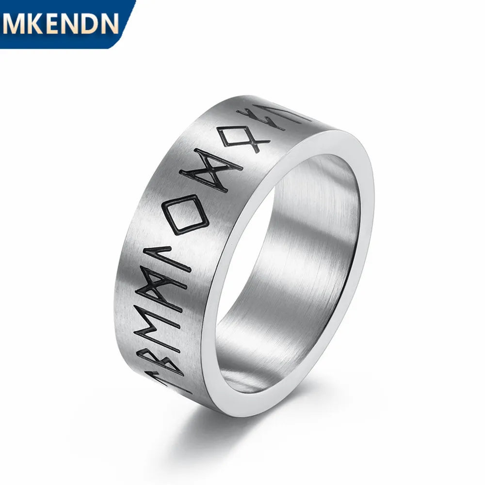 MKENDN Handmade Viking Ring For Men Stainless Steel Viking Amulet Pagan Gothic Nordic Jewelry