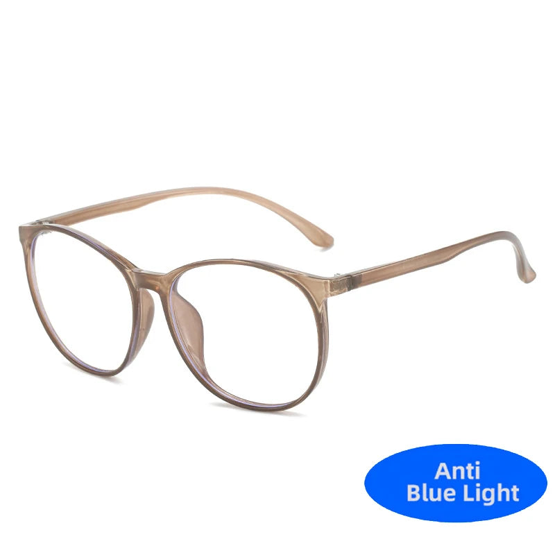 Runde, ultraleichte Computerbrille mit Blaulichtschutz, trendige optische Brille mit großem Rahmen, klare Gläser, übergroße Brille