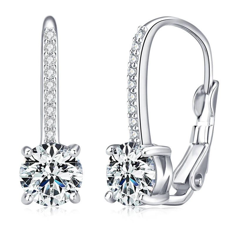 OXTAO GRA 6.5mm Moissanite Clip Hoop Earrings Female Jewelry Real 925 Silver Piercing Earrings Fine Jewelry Gift Wholesale