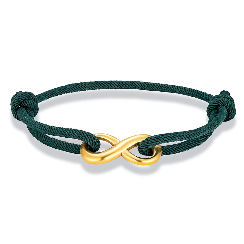 MKENDN Modisches, vergoldetes Edelstahl-Unendlichkeitsarmband für Männer und Frauen, verstellbares Seilarmband, Paar-Schloss-Schmuck