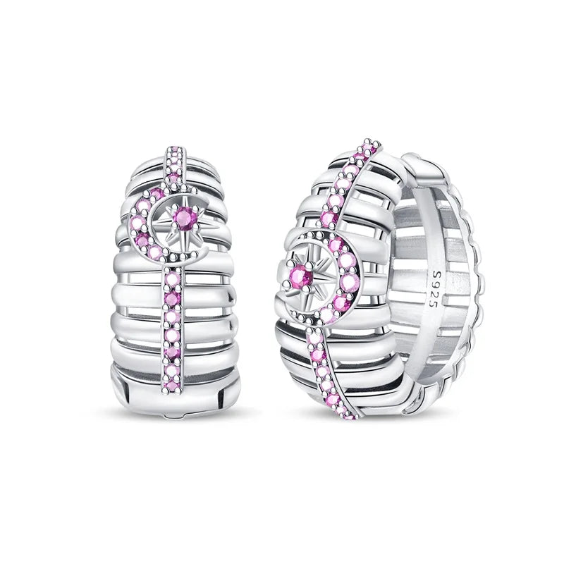 Classic Earrings 925 Silver Star Moon Zircon Pearl Geometry Earrings For Women Wedding Engagement Fine Jewelry Birthday Gift