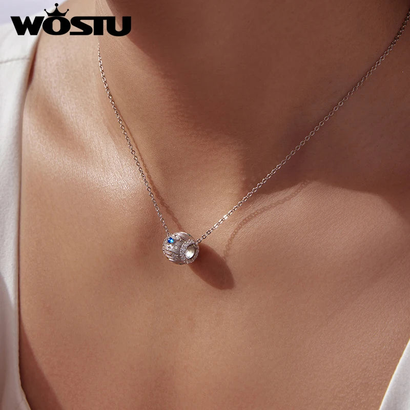 WOSTU 925 Sterling Silver Medusa Head Charm Snake Beads Rainbow Crystal Pendant  for Bracelet Making Unique DIY Gift