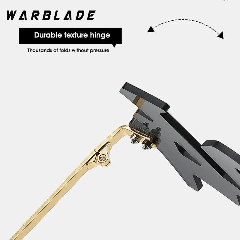 2024 New Shape Retro Sunglasses Women Men Rimless Shades Colorful Fashion Eyewear Luxury Party Hip Hop Sun Glasses UV400 Female