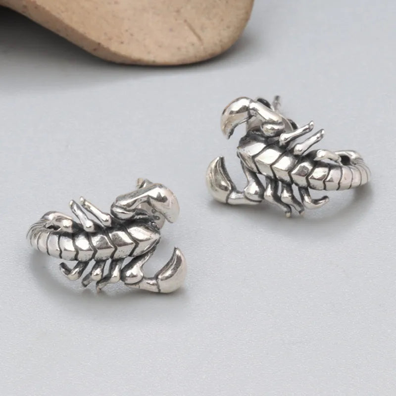 Buyee 925 Sterling Silber Einzigartige Ohrringe Ausgezeichnete Skorpion Ohrstecker für Frauen Mann Übertreibung Punk Edlen Schmuck Ohrring