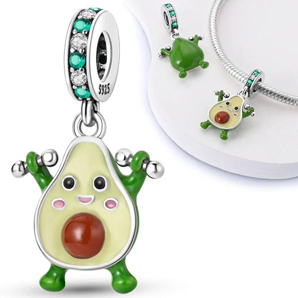 925 Sterling Silver Health Avocado Banana Tomato Charm Pendant Fit Charm Original Bracelet Made for Women Jewelry Making