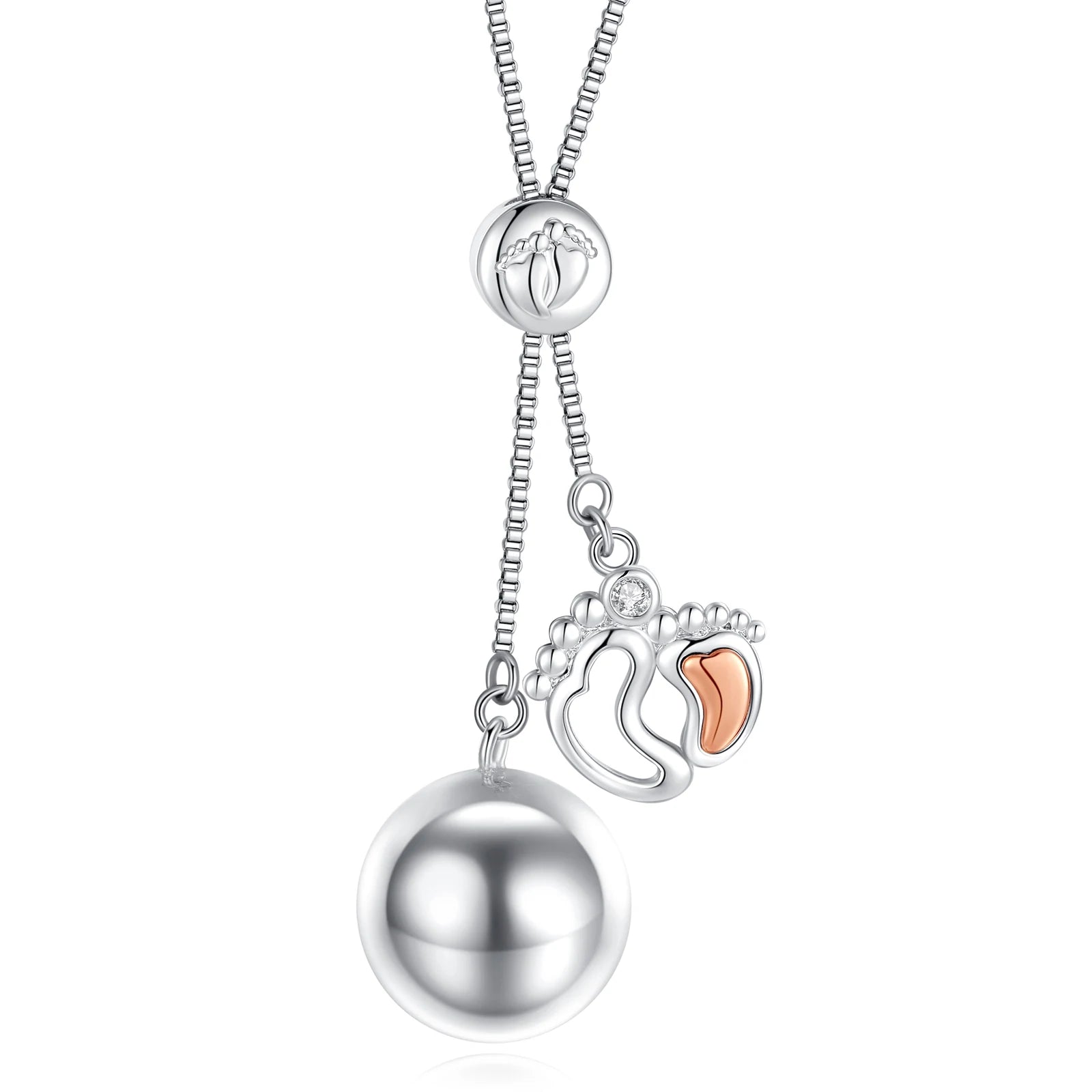 Eudora Bola de Grossesse Baby Footprint Pendant Harmony Ball Baby Chime Ball Angel Caller Necklace Maternity Jewelry Women Gift