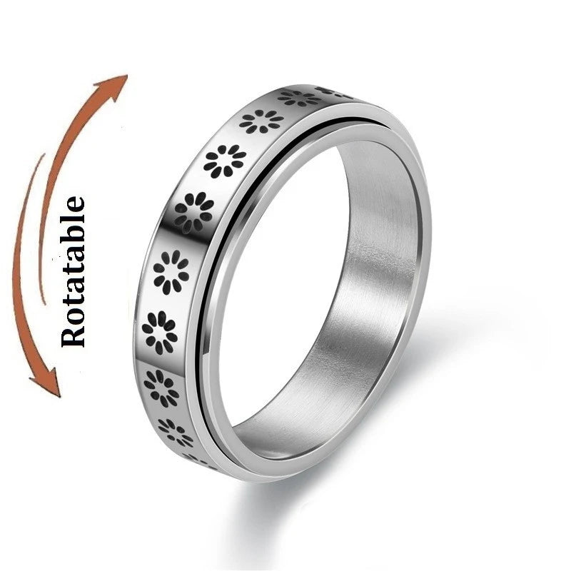 Silver Color Spinning Anxiety Rings for Men Women Star Moon Relaxing Ring 2025 Stainless Steel Anti Stress Rings Knuckle Jewelry