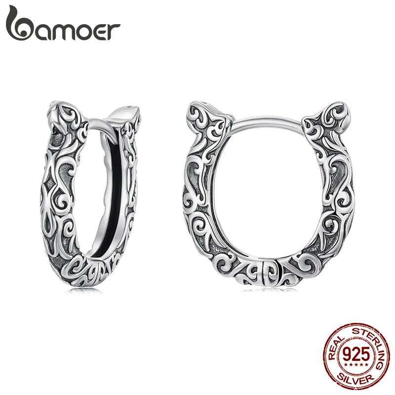 BAMOER Solid 925 Sterling Silver Lucky Horseshoe Hoop Earrings Huggie for Women Teens Fashion Hoop Earrings Cartilage Earrings