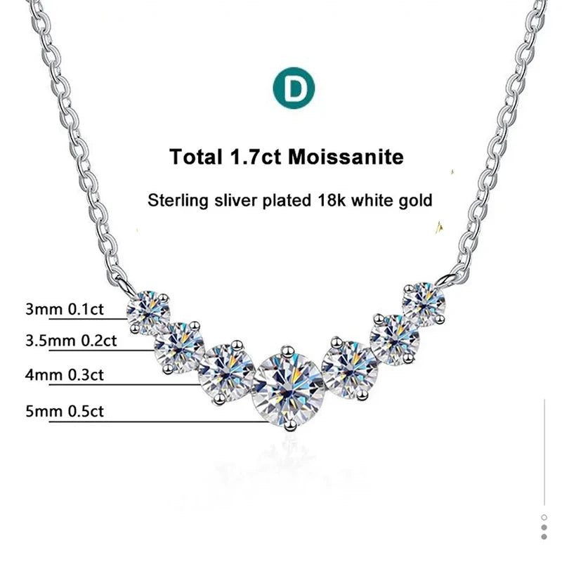 Moissanite Necklace for Woman Wedding Fine Jewely with Certificates 925 Sterling Sliver Plated 18k White Gold Necklace - Madeinsea©