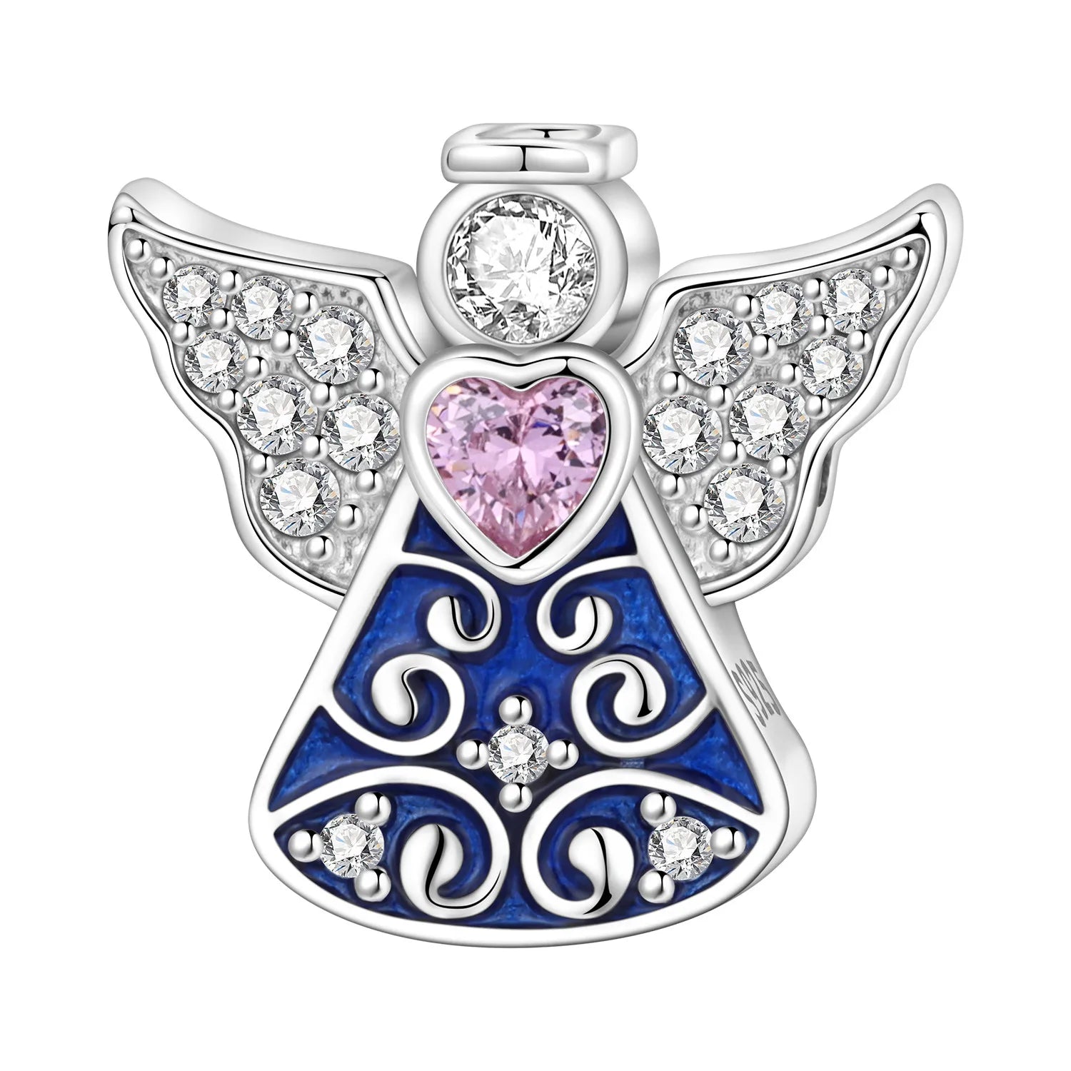 PANPOKI 925 Sterling Silver Double Angel Religious Symbol Beads Original Pendants Bracelet Charm Jewelry Party DIY Trendy Gifts