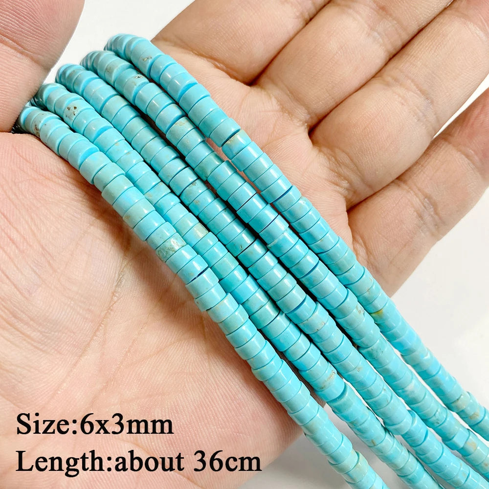 Wholesale Blue Turquoise Stone Beads Round Square Rondelle Irregular Loose Spacer Bead For Jewelry Making DIY Bracelet Necklace