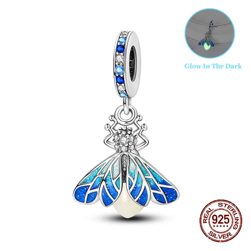 Classic 925 Sterling Silver Beads Luminous Firefly Star Chameleon Charms Pendants Fit Original Bracelet DIY Jewelry For Woman