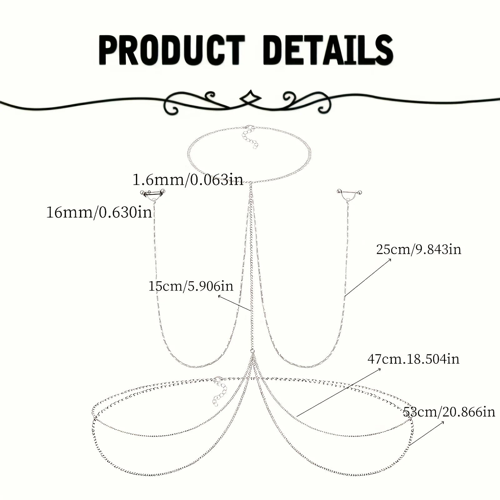 A Silvery Stainless Steel Body Chain With A Sexy Nipple Ring And Chain, A Fake Nipple Ring, Ladies' Jewelry.