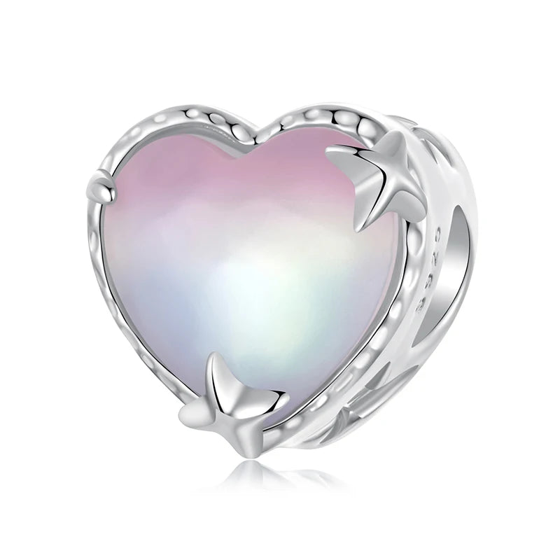 WOSTU 925 Sterling Silver Pink Love Heart Charms Bead Infinite Love Pendant Fit Bracelet Valentine Jewelry Mother's Day Gift