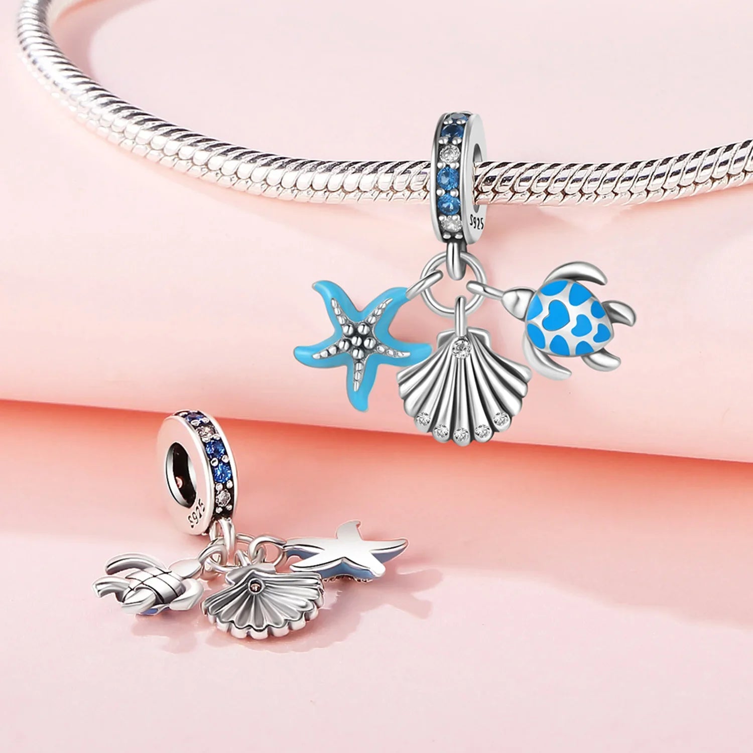 Summer 925 Sterling Silver Sea Mermaid Shell Charm Pendant Beads Fit Charms  Original Bracelet for Women Jewelry Making