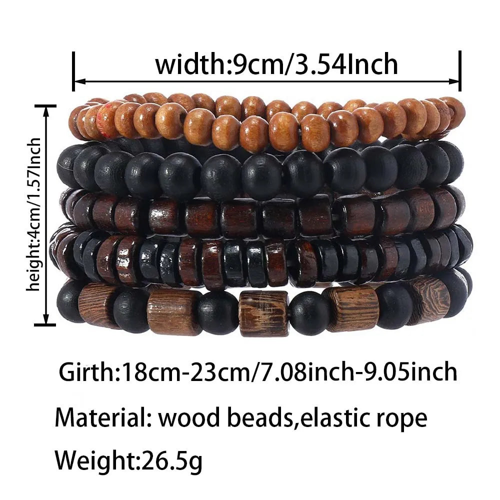 Wholesale Best-selling Multi-layer Buddha Bead Beaded Bracelets Men's Retro Style Multi-layer Elastic Thread Adjustable Wooden